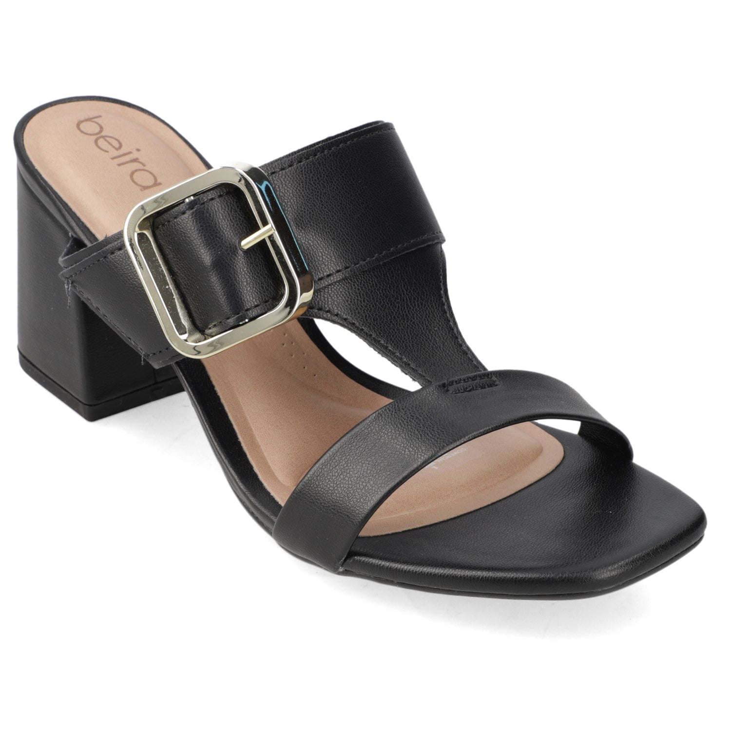 Sandalia Taco Ancho Medio Negro Beira Rio Ecocuero 34 / Negro