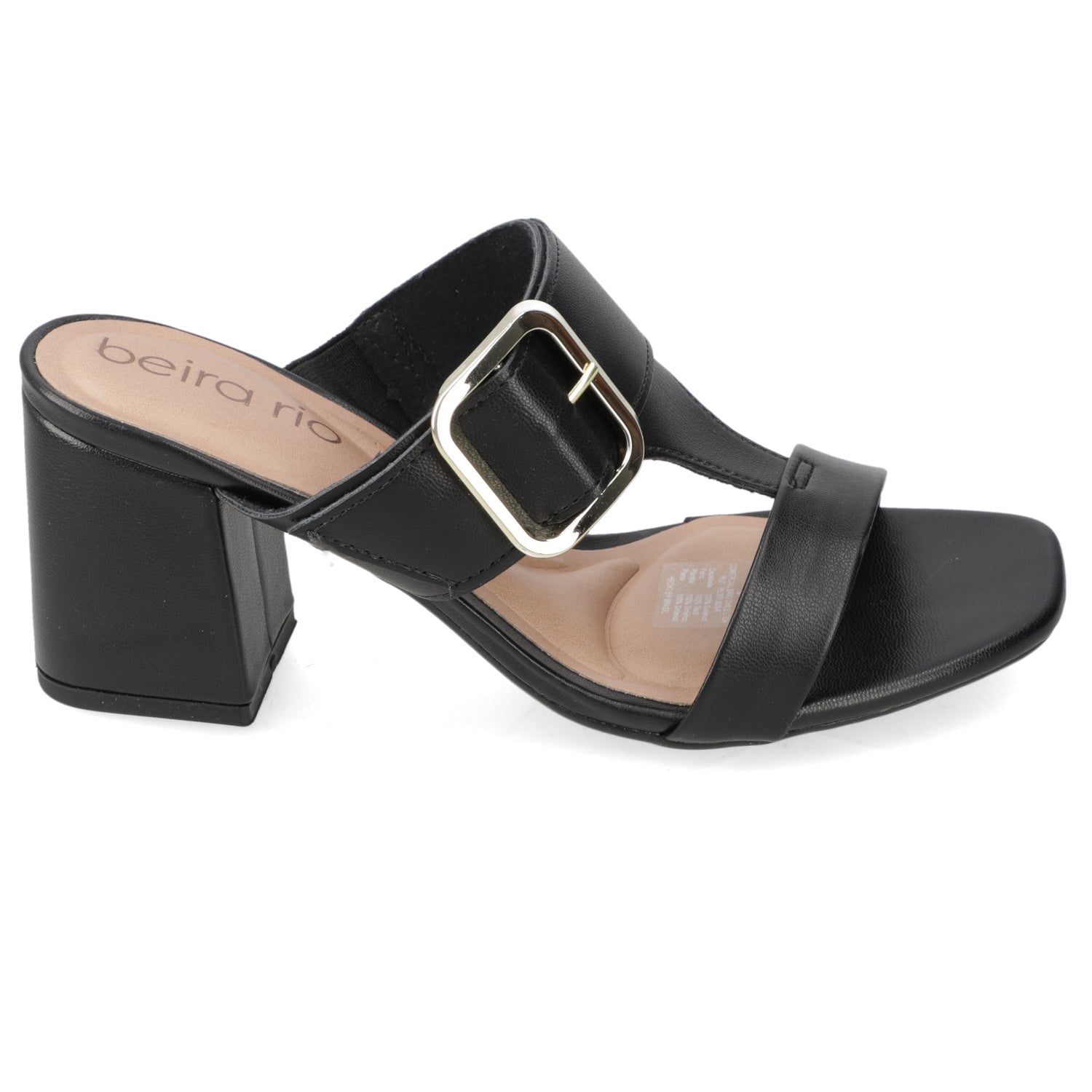 Sandalia Taco Ancho Medio Negro Beira Rio Ecocuero 34 / Negro