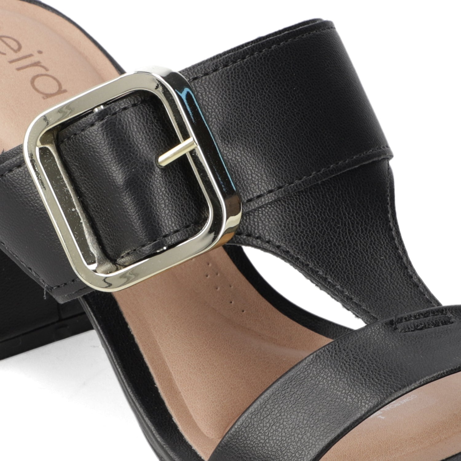 Sandalia Taco Ancho Medio Negro Beira Rio Ecocuero 34 / Negro