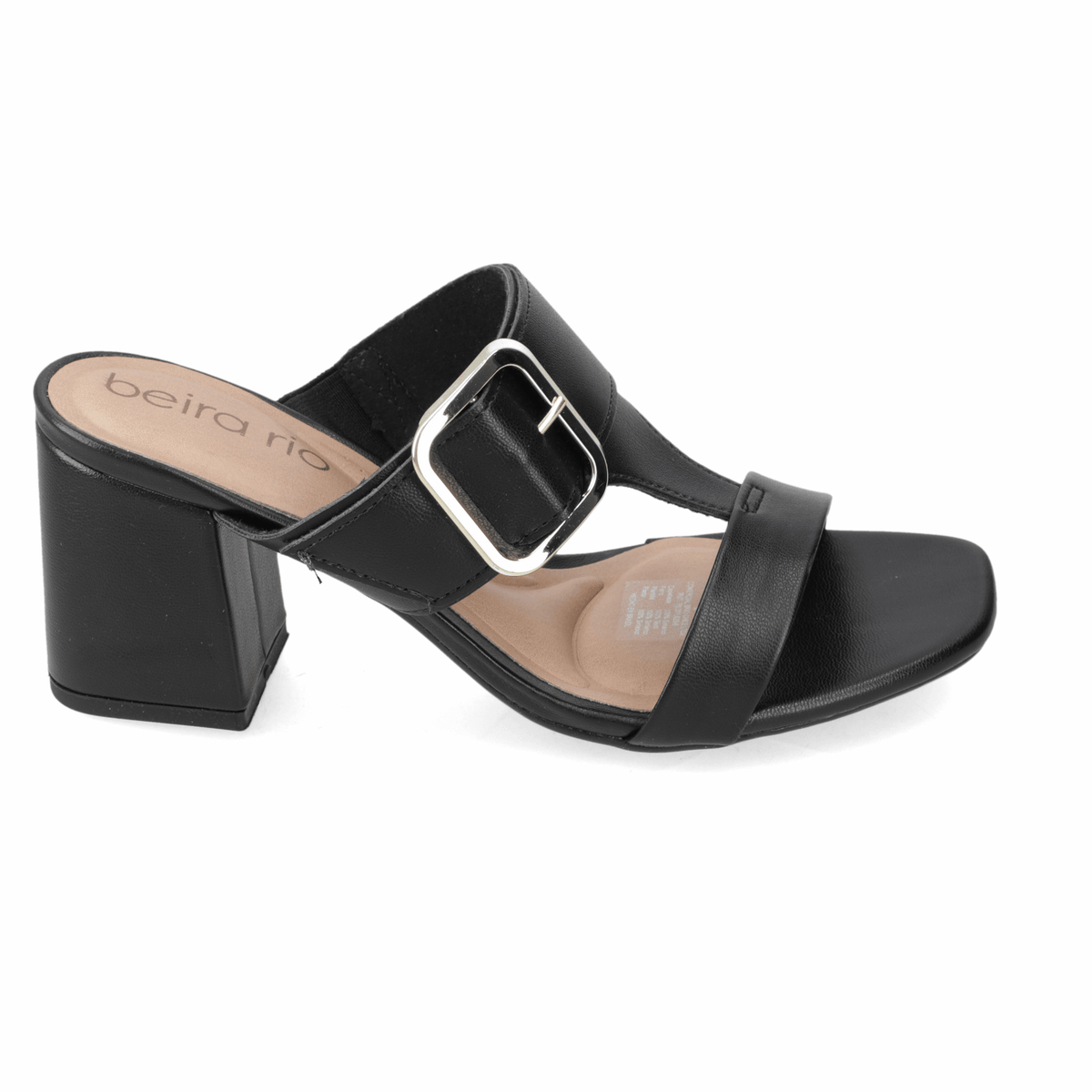 Sandalia Taco Ancho Medio Negro Beira Rio Ecocuero 34 / Negro