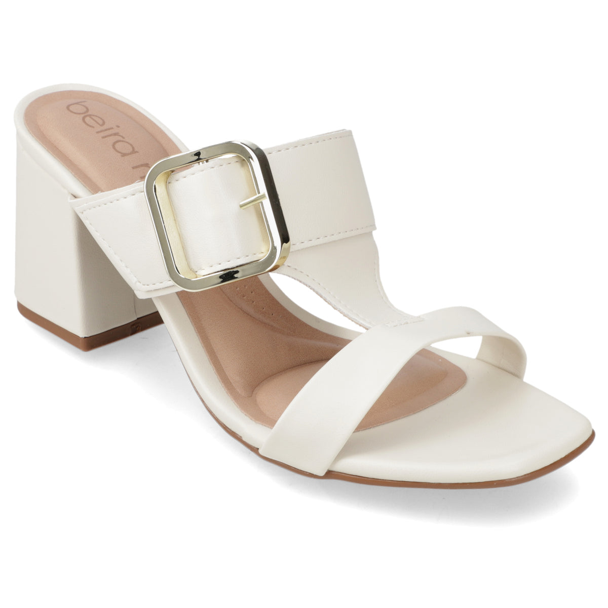 Sandalia Taco Ancho Medio Blanco OFF Beira Rio Ecocuero 34 / Blanco OFF