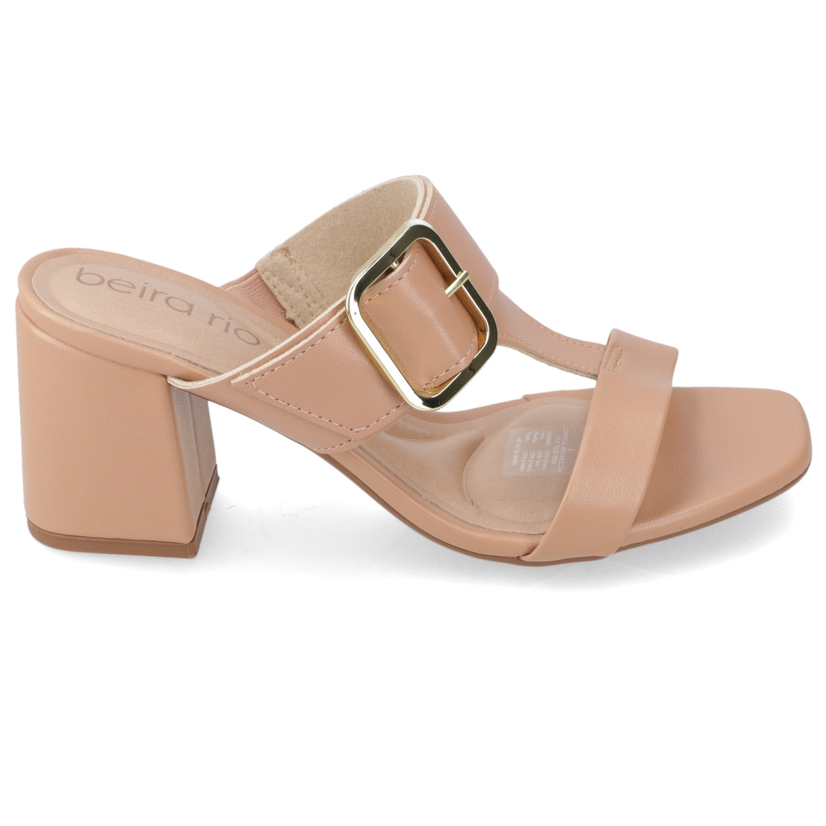 Sandalia Taco Ancho Medio Nude Beira Rio Ecocuero 34 / Nude