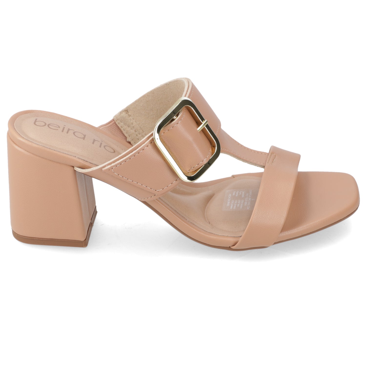 Sandalia Taco Ancho Medio Nude Beira Rio Ecocuero 34 / Nude