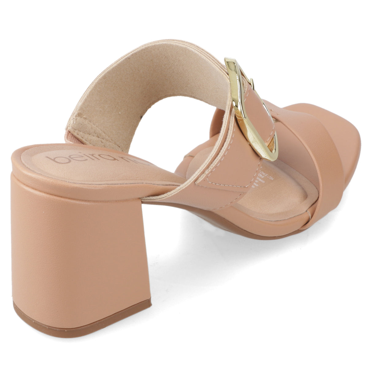 Sandalia Taco Ancho Medio Nude Beira Rio Ecocuero 34 / Nude