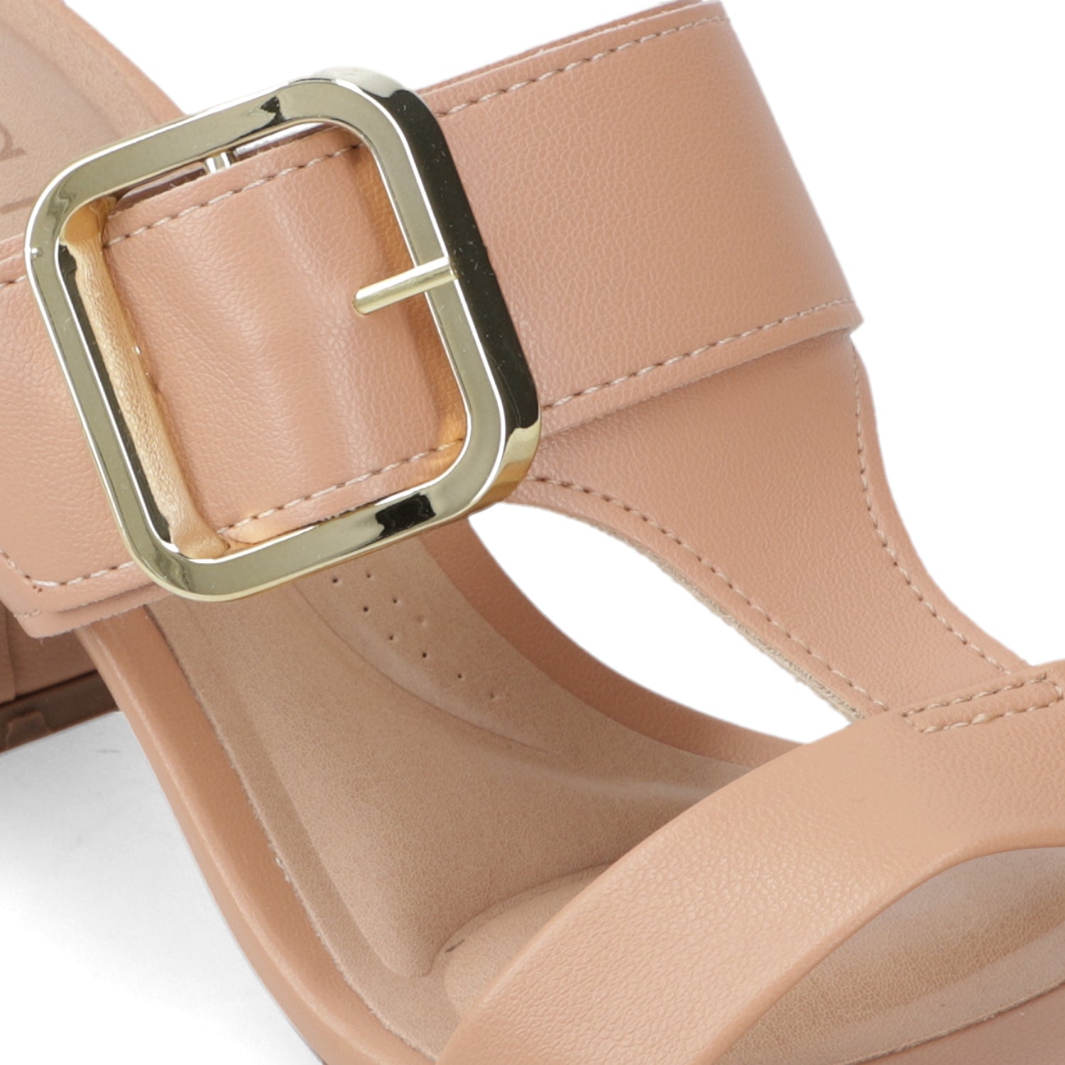 Sandalia Taco Ancho Medio Nude Beira Rio Ecocuero 34 / Nude