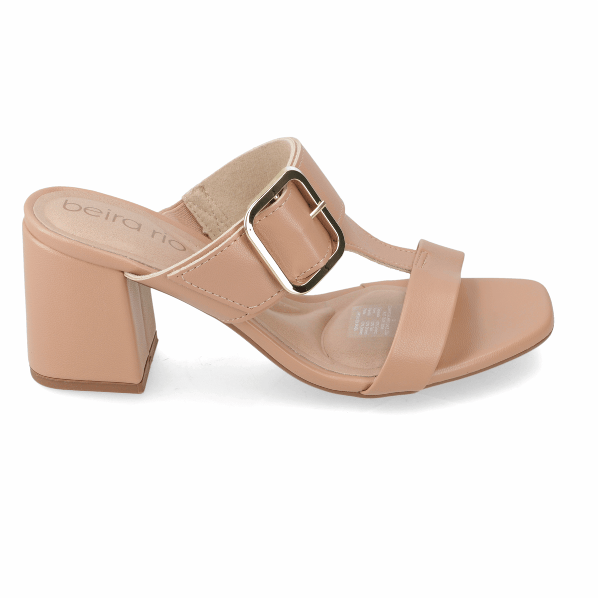 Sandalia Taco Ancho Medio Nude Beira Rio Ecocuero 34 / Nude