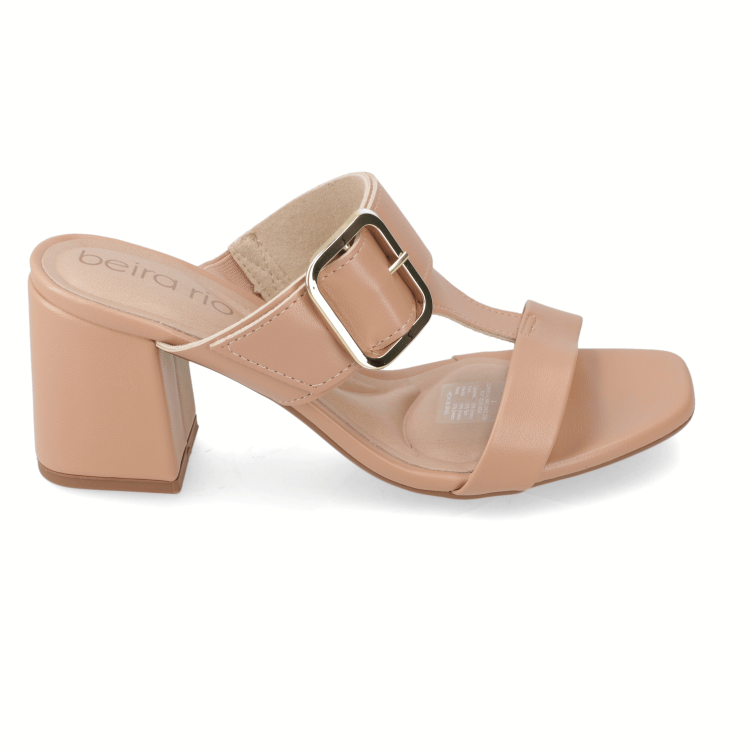 Sandalia Taco Ancho Medio Nude Beira Rio Ecocuero 34 / Nude