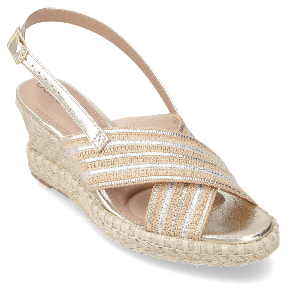 Sandalia Taco Cuña Medio Dorado Beira Rio Metalizado