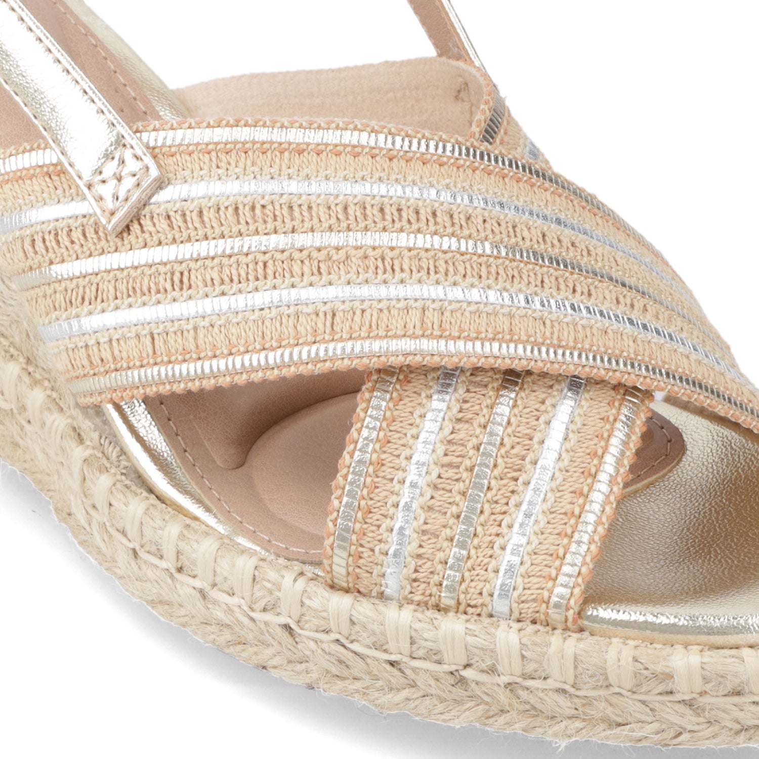 Sandalia Taco Cuña Medio Dorado Beira Rio Metalizado