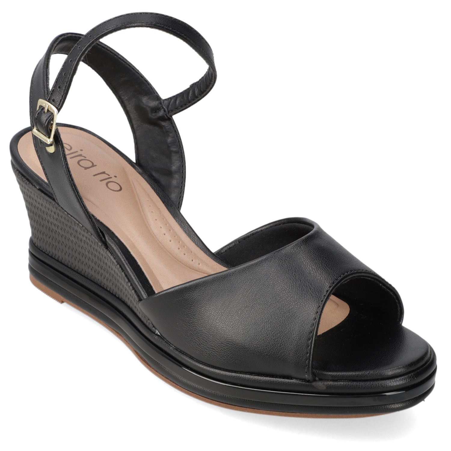 Sandalia Taco Cuña Medio Negro Beira Rio Ecocuero 35 / Negro