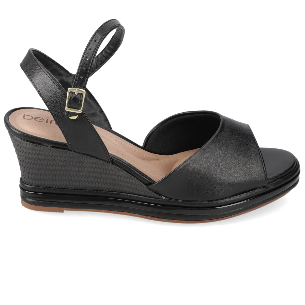 Sandalia Taco Cuña Medio Negro Beira Rio Ecocuero 35 / Negro