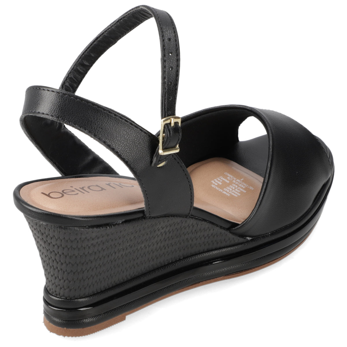 Sandalia Taco Cuña Medio Negro Beira Rio Ecocuero 35 / Negro