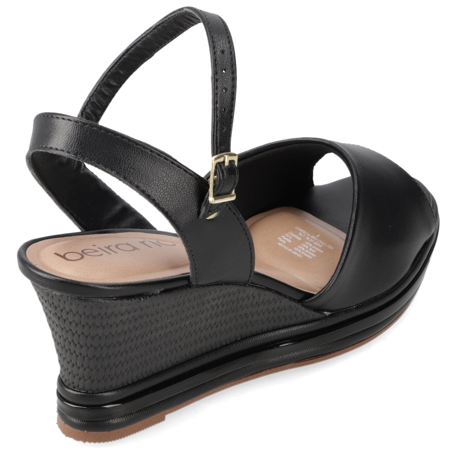 Sandalia Taco Cuña Medio Negro Beira Rio Ecocuero 35 / Negro