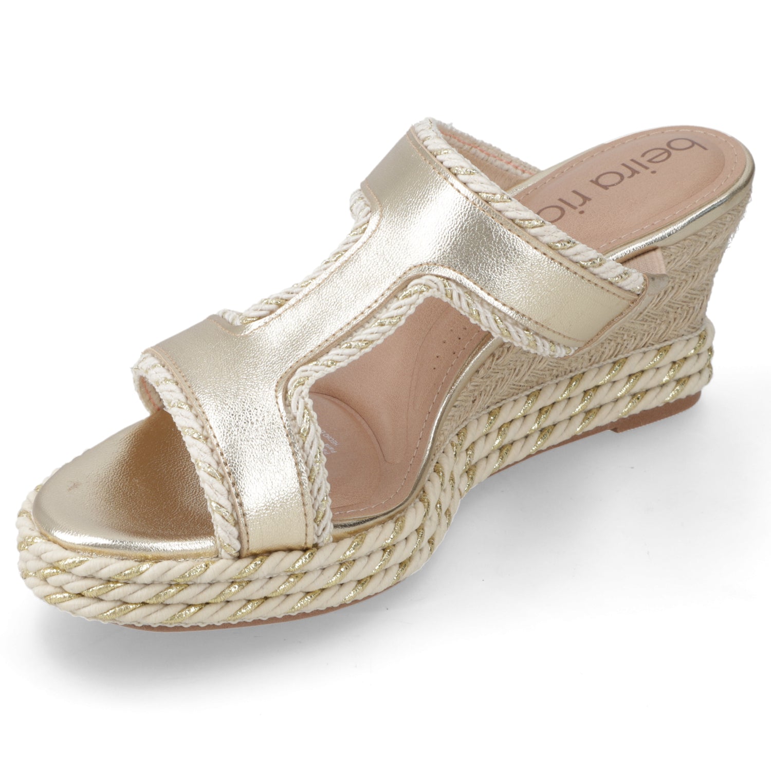 Sandalia Taco Cuña Medio Dorado Beira Rio