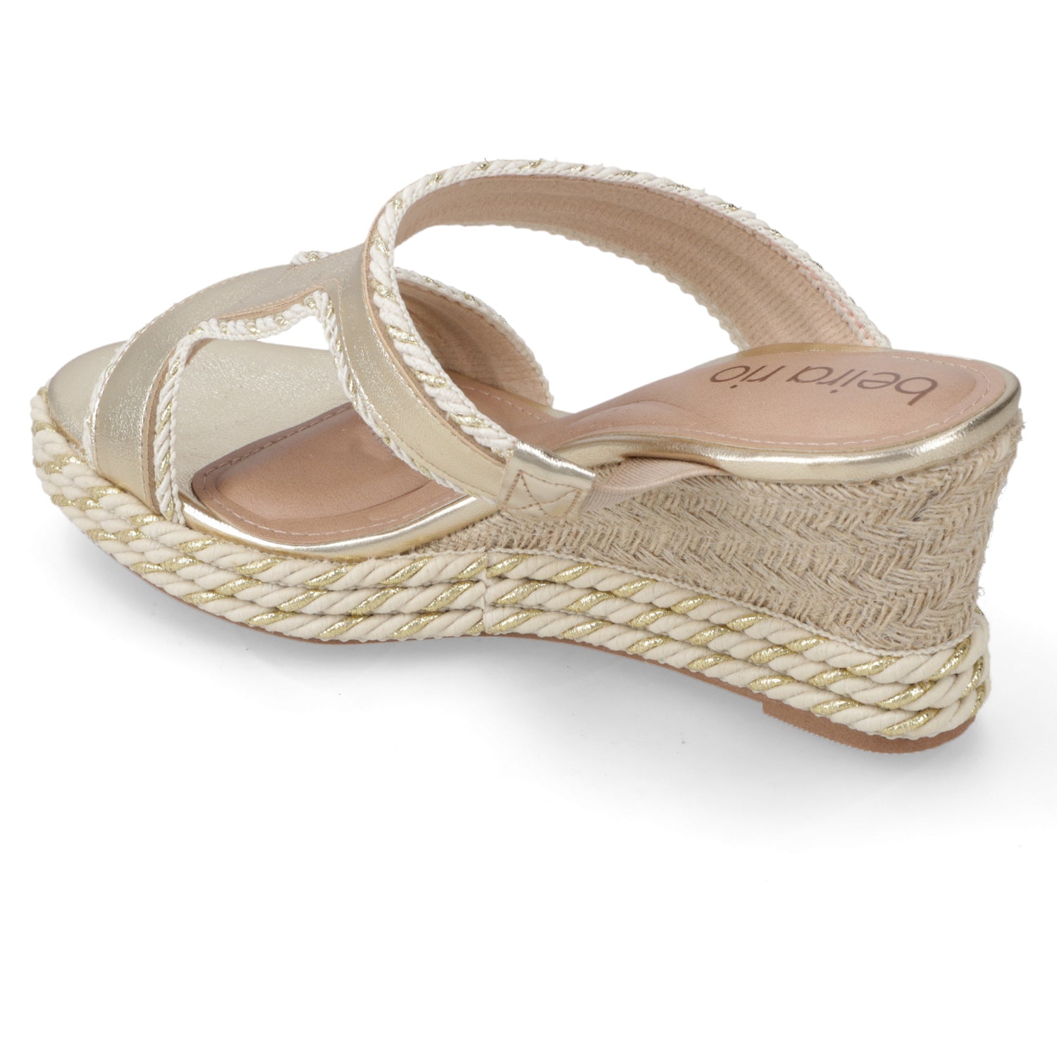 Sandalia Taco Cuña Medio Dorado Beira Rio