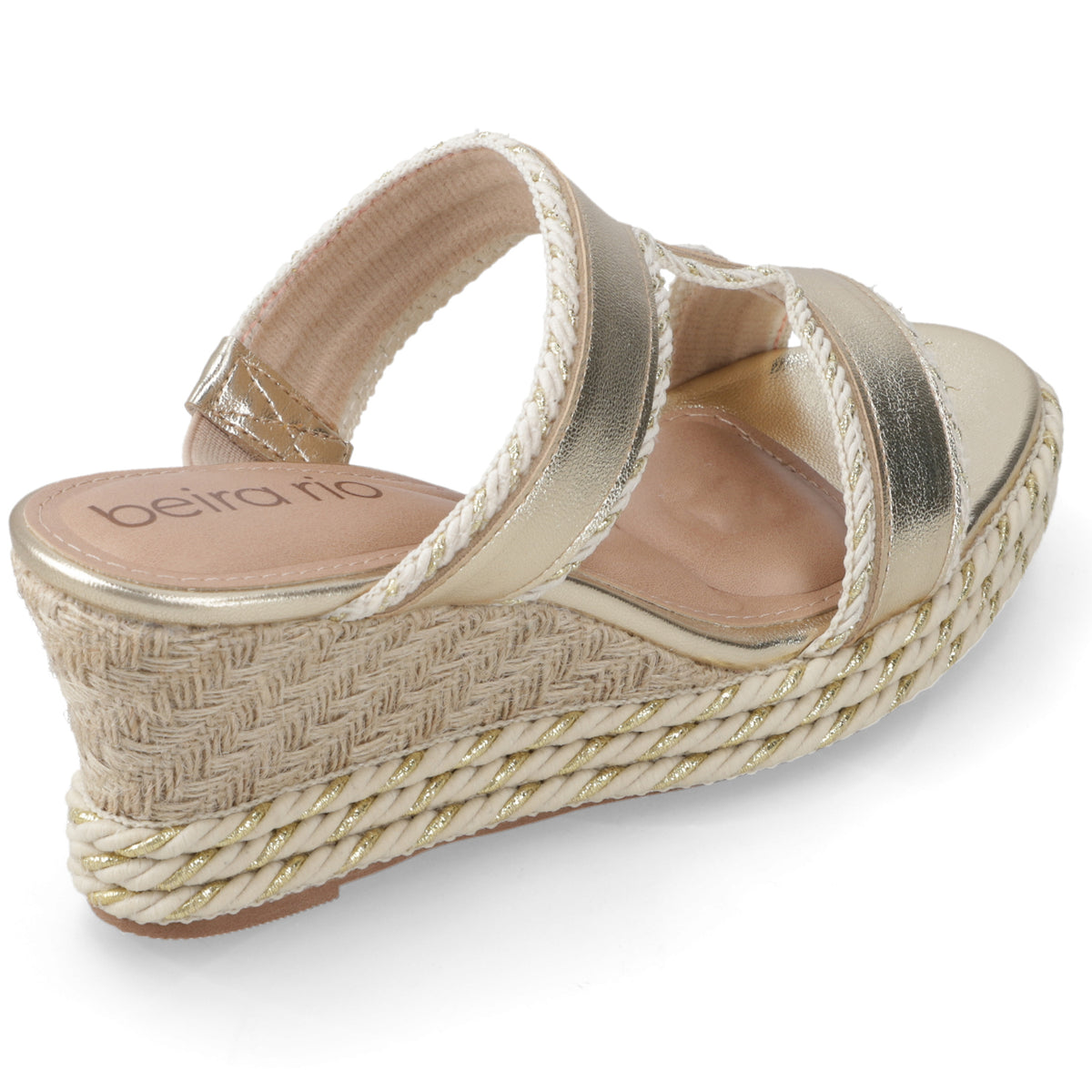 Sandalia Taco Cuña Medio Dorado Beira Rio