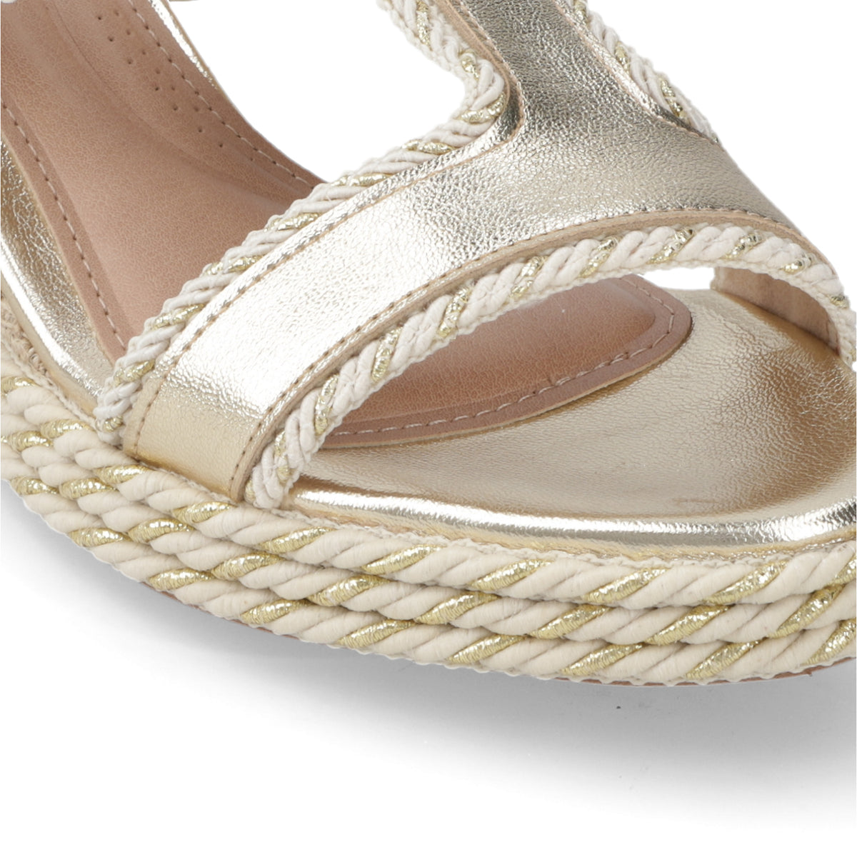 Sandalia Taco Cuña Medio Dorado Beira Rio