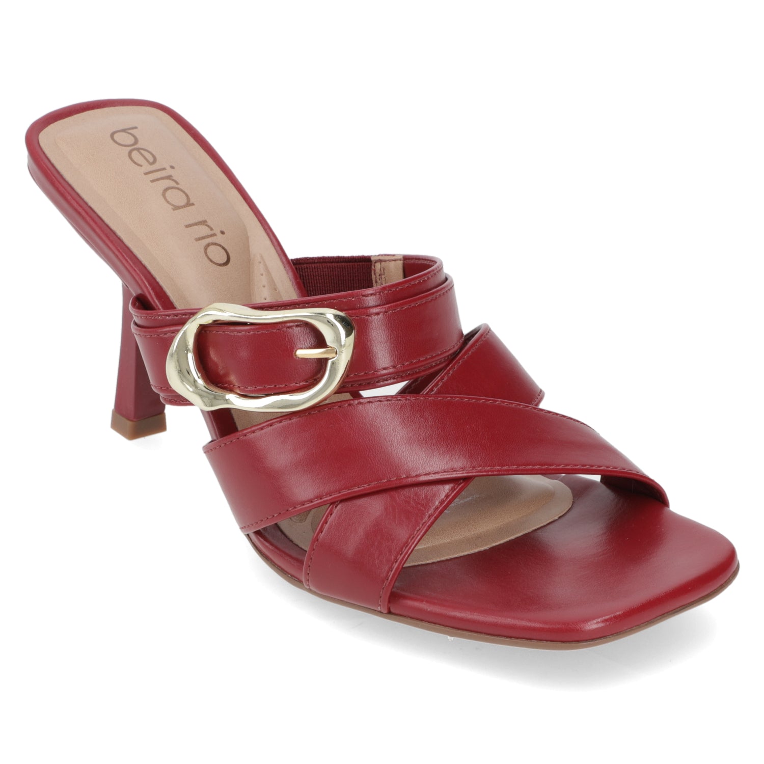 Sandalia Taco Aguja Alto Cereza Beira Rio Ecocuero 34 / Cereza