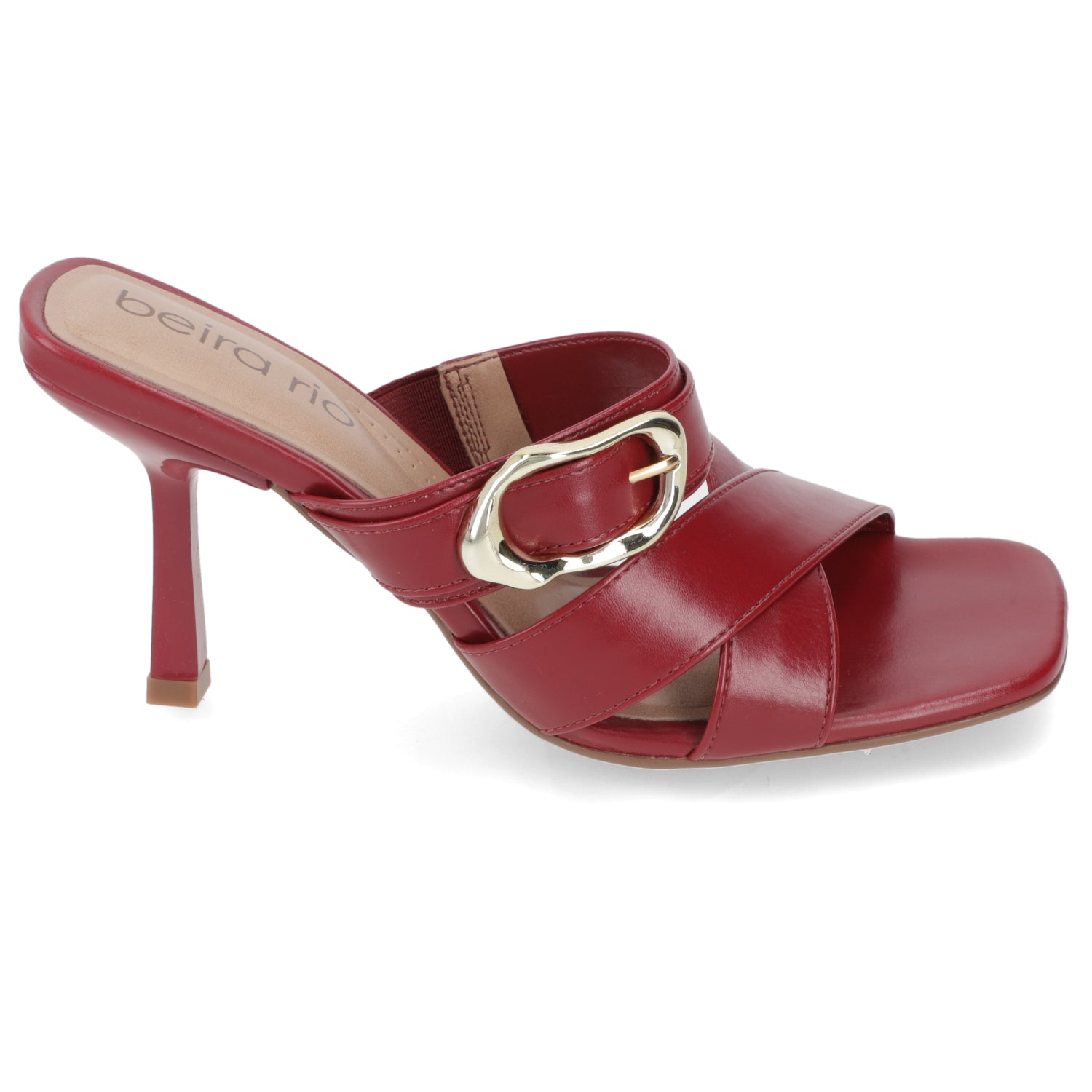 Sandalia Taco Aguja Alto Cereza Beira Rio Ecocuero 34 / Cereza