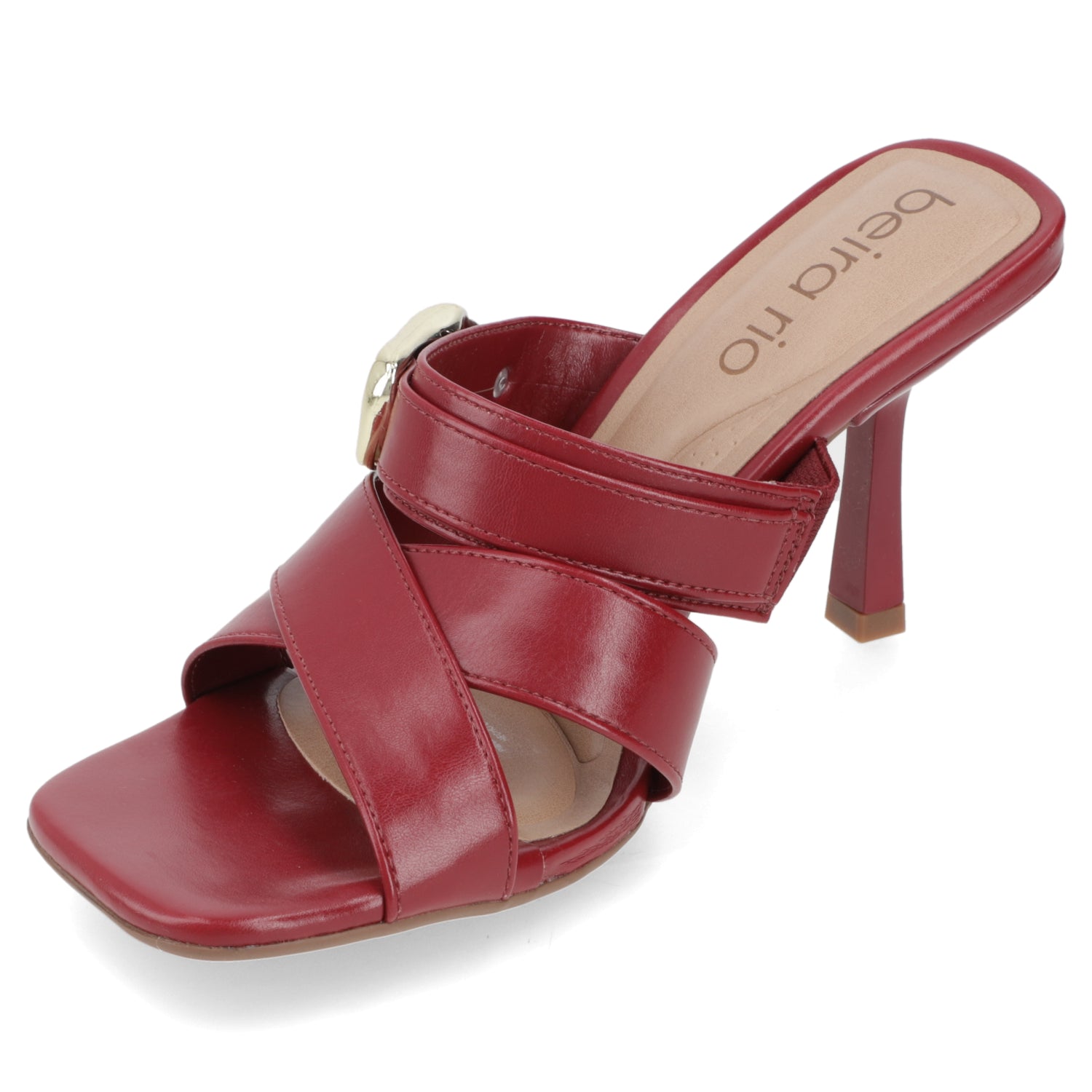 Sandalia Taco Aguja Alto Cereza Beira Rio Ecocuero 34 / Cereza