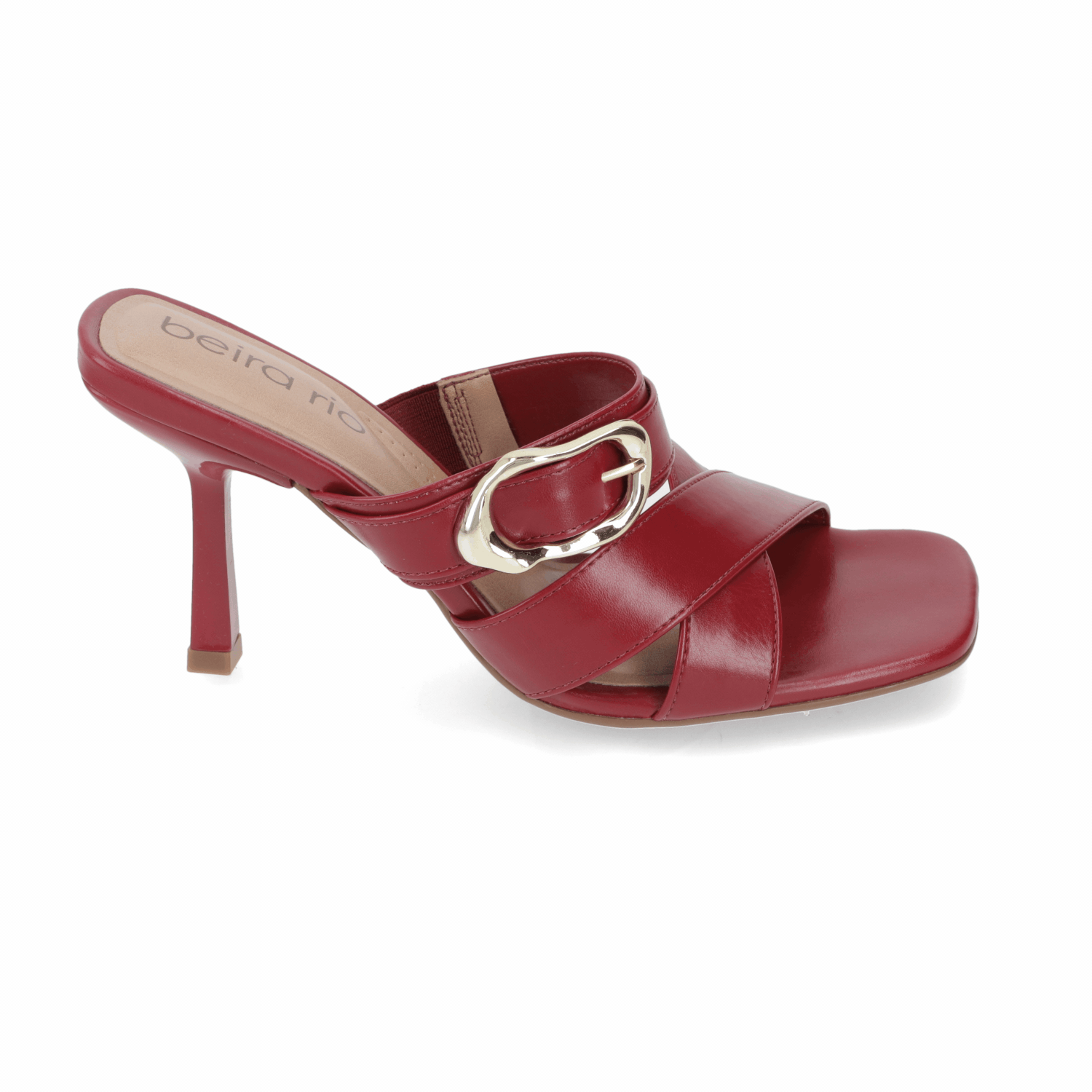 Sandalia Taco Aguja Alto Cereza Beira Rio Ecocuero 34 / Cereza