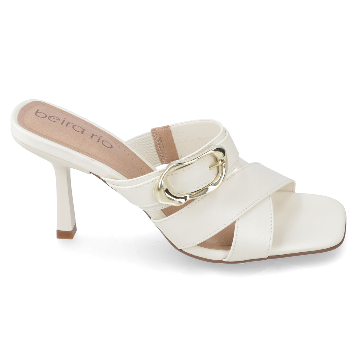 Sandalia Taco Aguja Alto Blanco OFF Beira Rio Ecocuero 34 / Blanco OFF