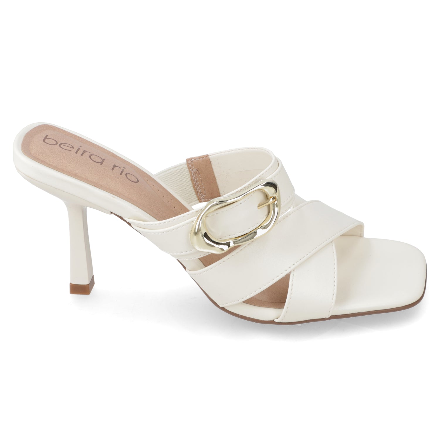 Sandalia Taco Aguja Alto Blanco OFF Beira Rio Ecocuero 34 / Blanco OFF