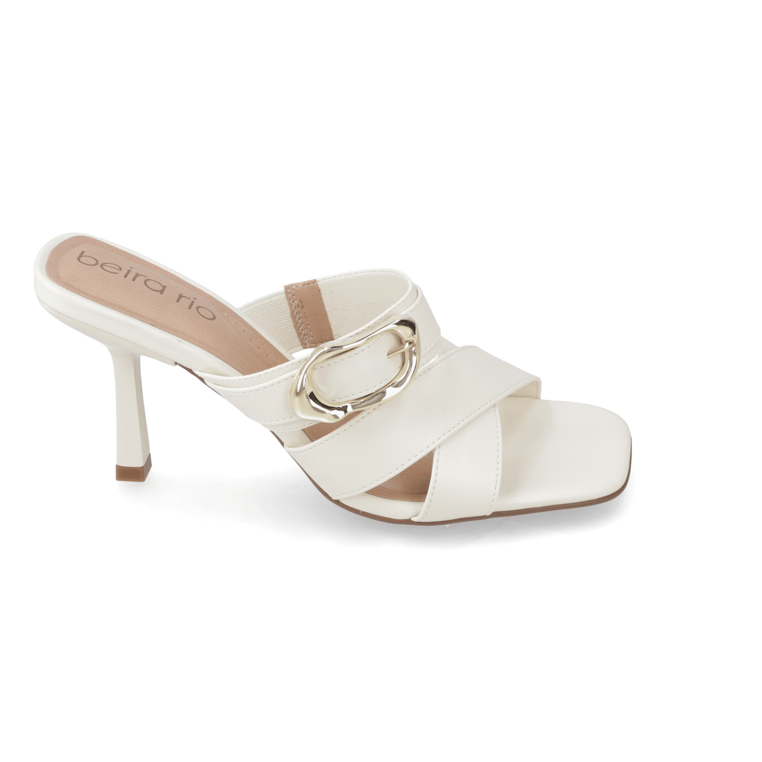 Sandalia Taco Aguja Alto Blanco OFF Beira Rio Ecocuero 34 / Blanco OFF