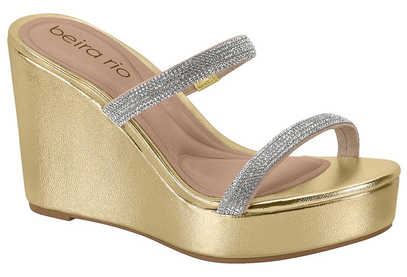 Sandalia Mujer Beira Rio Metalizado Dorado 34 / Dorado