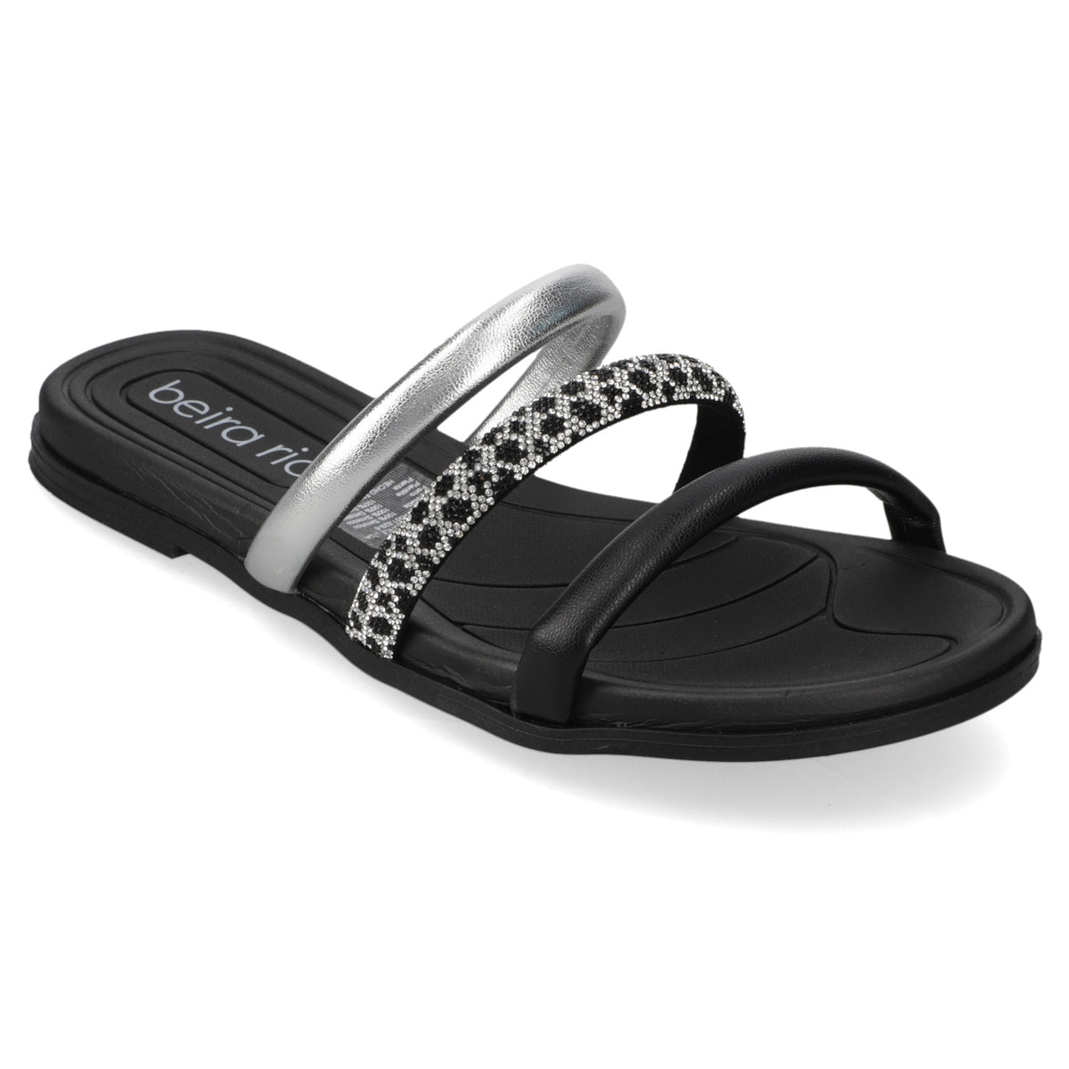 Sandalia Plana Negro Beira Rio Metalizado 35 / Negro