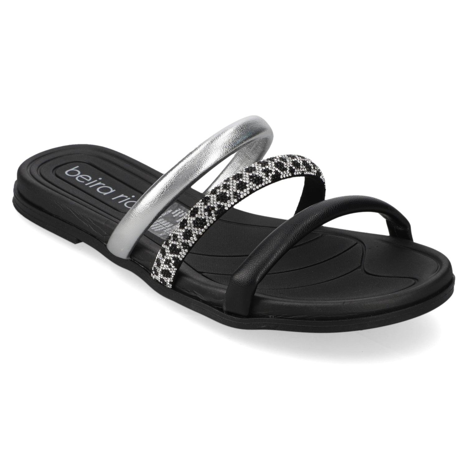 Sandalia Plana Negro Beira Rio Metalizado 35 / Negro