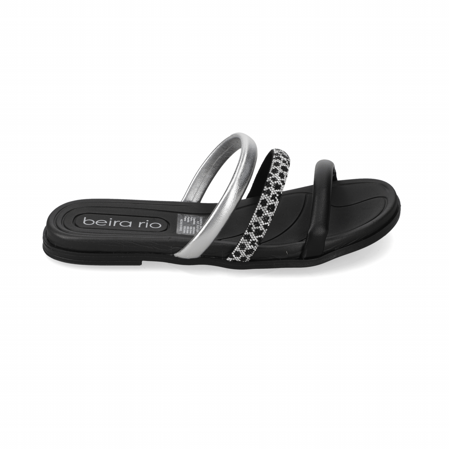 Sandalia Plana Negro Beira Rio Metalizado 35 / Negro