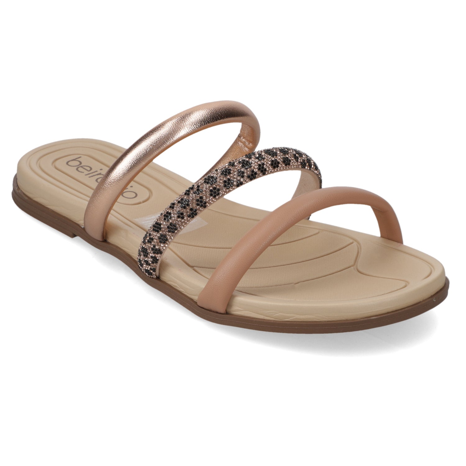 Sandalia Plana Nude Beira Rio Metalizado 35 / Nude