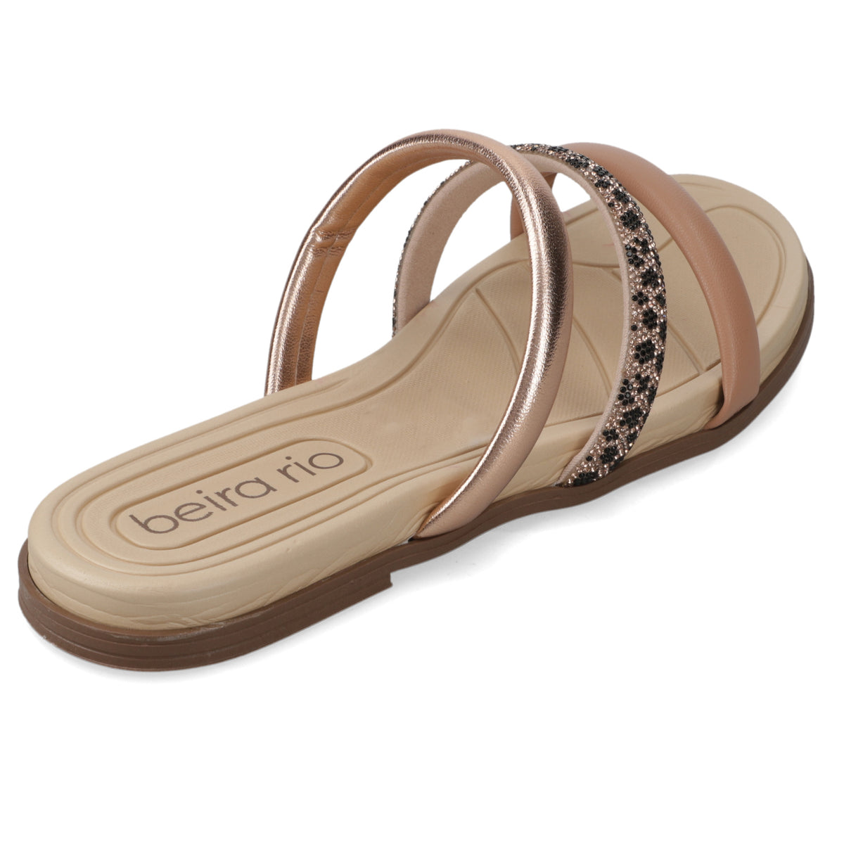 Sandalia Plana Nude Beira Rio Metalizado 35 / Nude