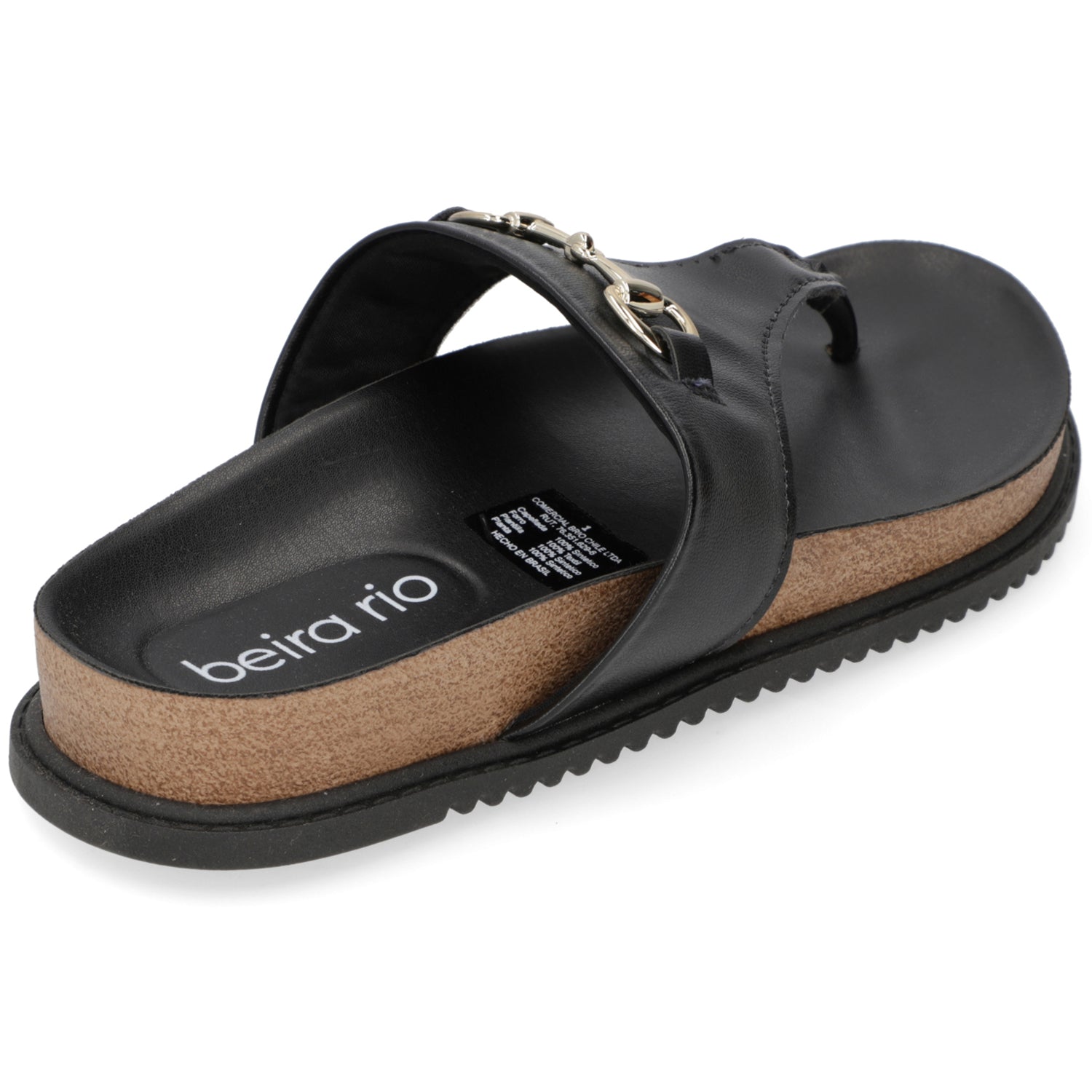 Sandalia Plana Negra Beira Rio