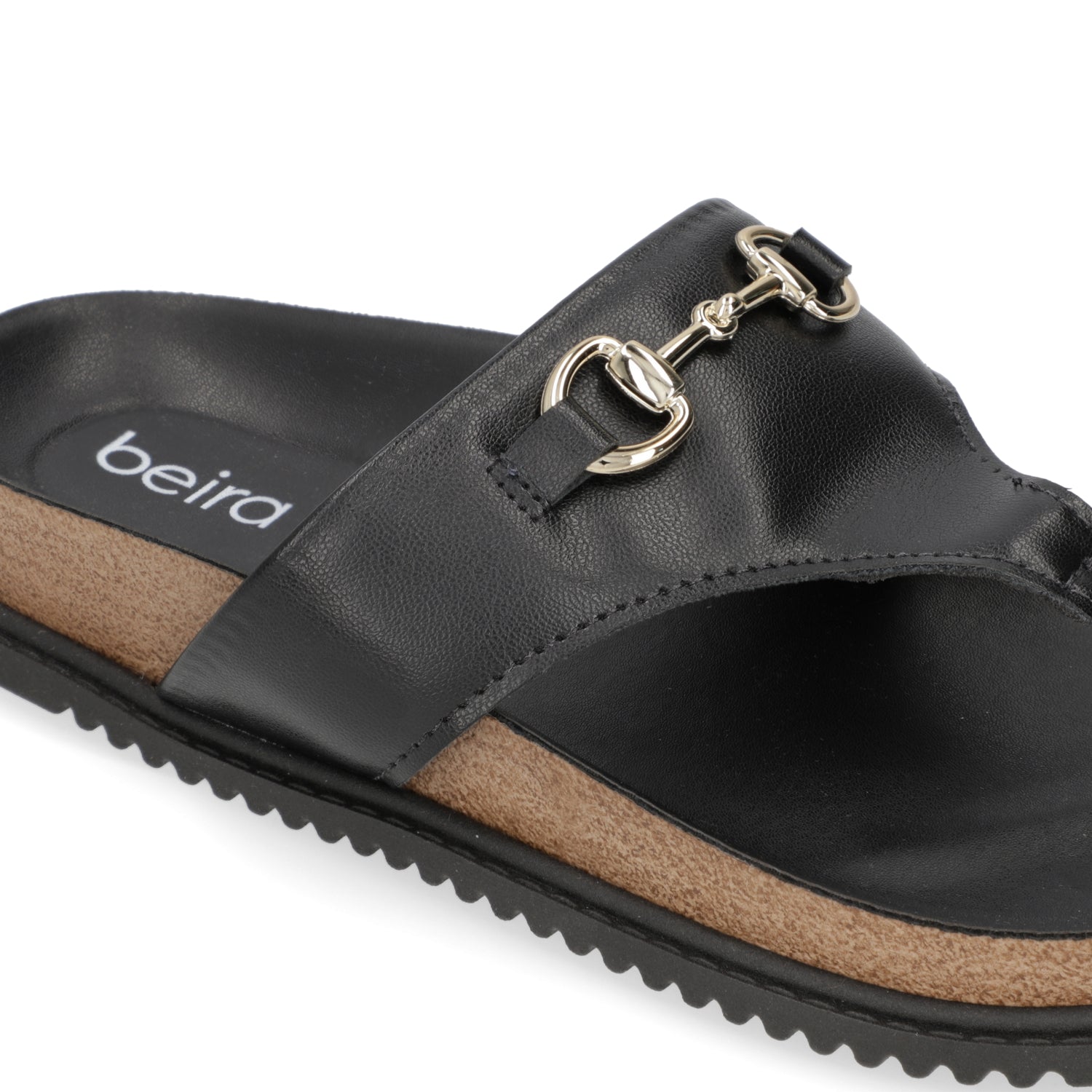 Sandalia Plana Negra Beira Rio