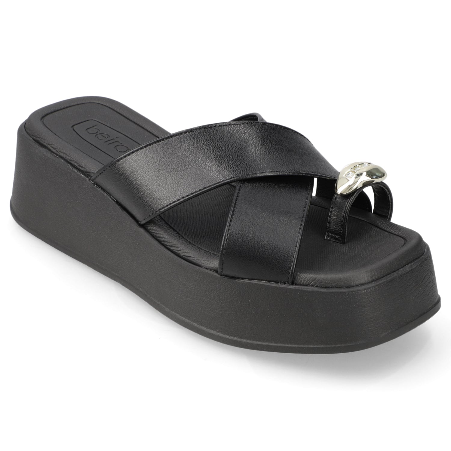 Sandalia Plataforma Negro Beira Rio Ecocuero 35 / Negro