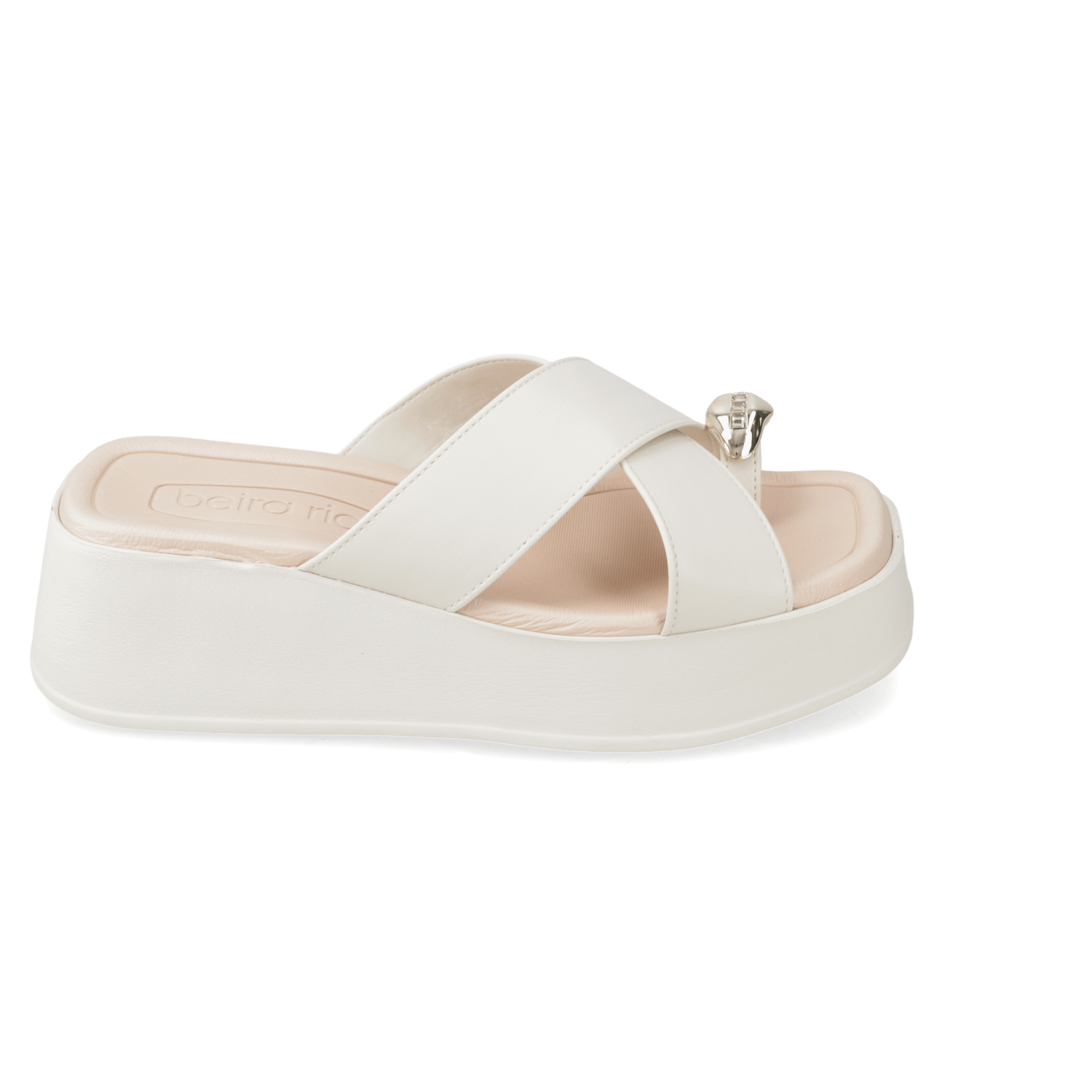 Sandalia Plataforma Blanco OFF Beira Rio Ecocuero 35 / Blanco OFF