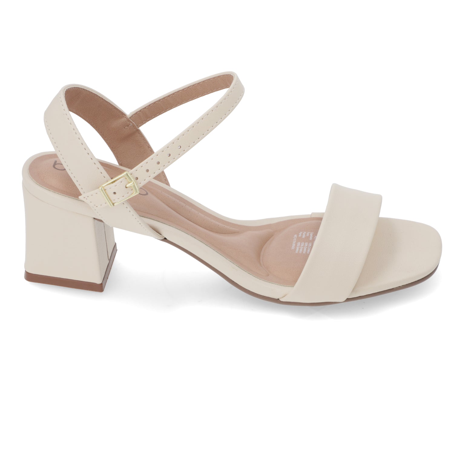 Sandalia Taco Cuadrado Eco Cuero Crema 8536-100-9569-83517