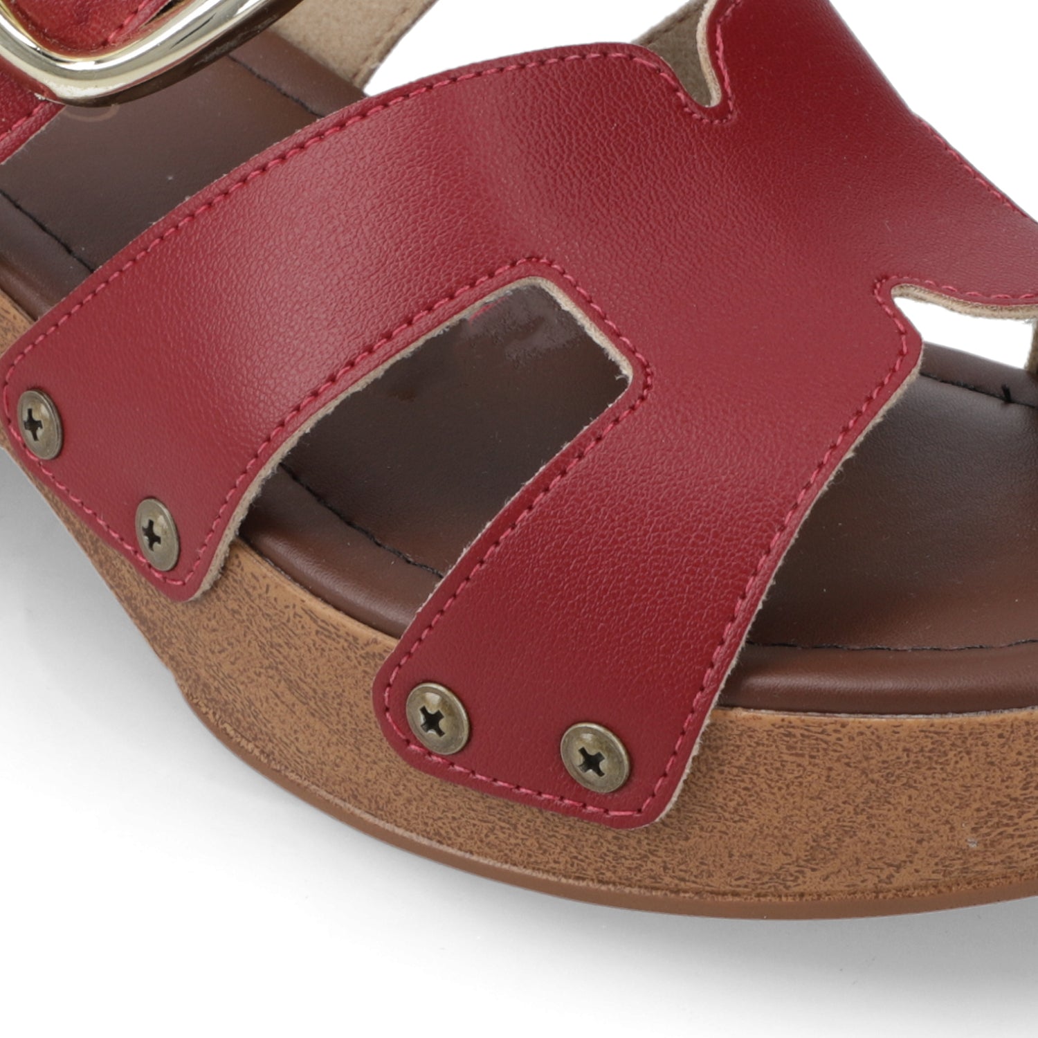 Sandalia Taco Ancho Bajo Cereza Beira Rio