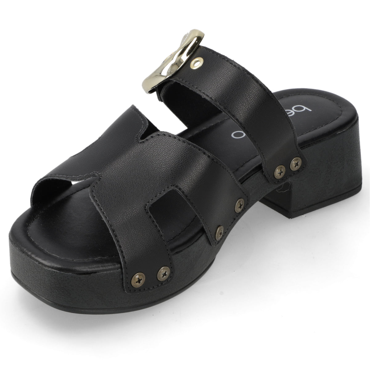 Sandalia Taco Ancho Bajo Negro Beira Rio