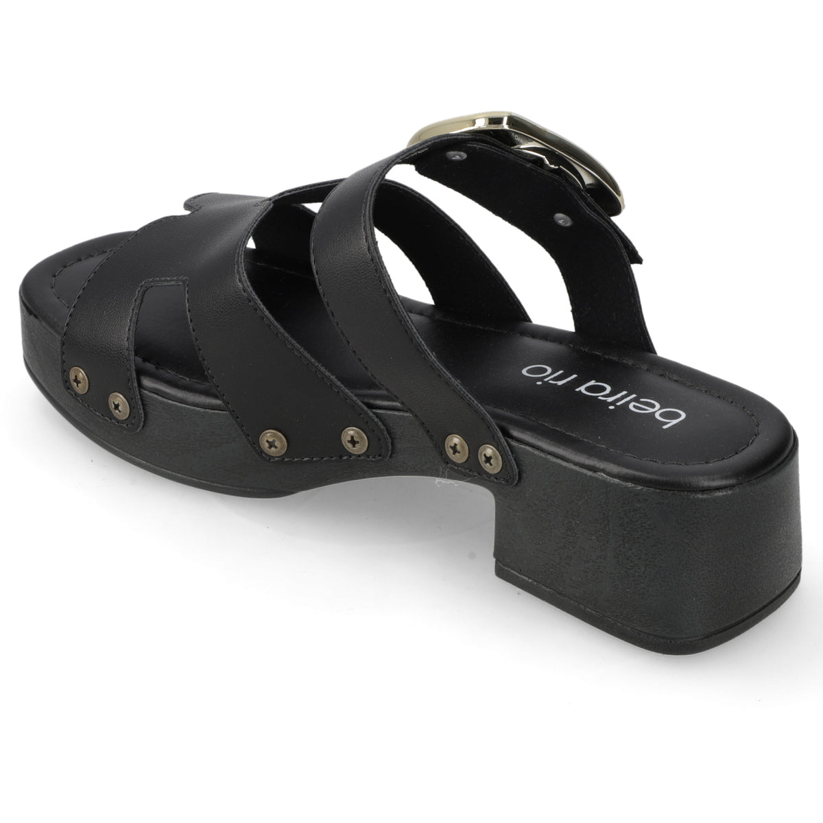 Sandalia Taco Ancho Bajo Negro Beira Rio