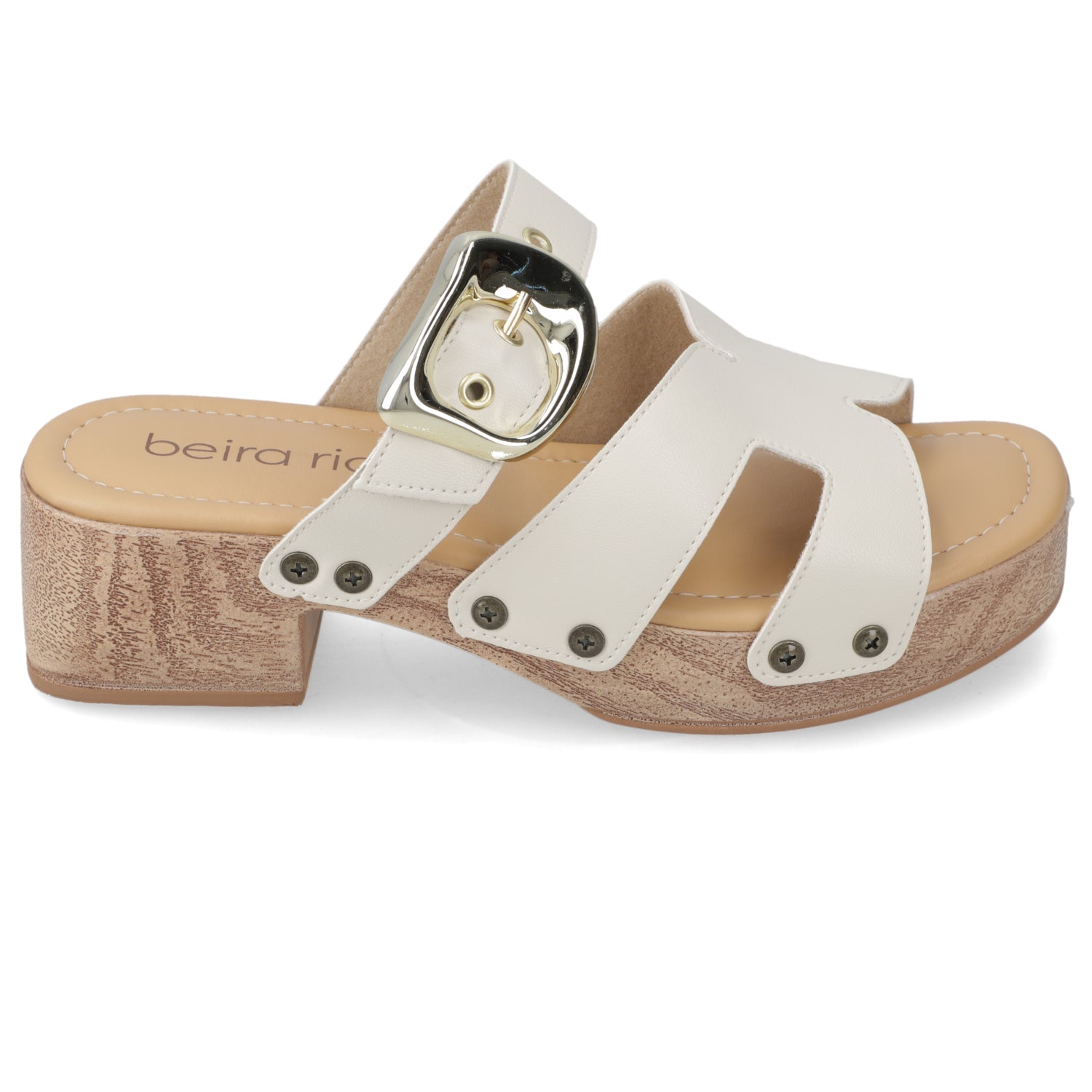 Sandalia Taco Ancho Bajo Blanco OFF Beira Rio
