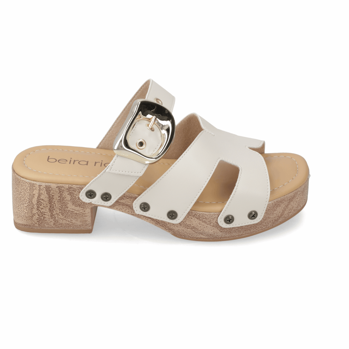 Sandalia Taco Ancho Bajo Blanco OFF Beira Rio