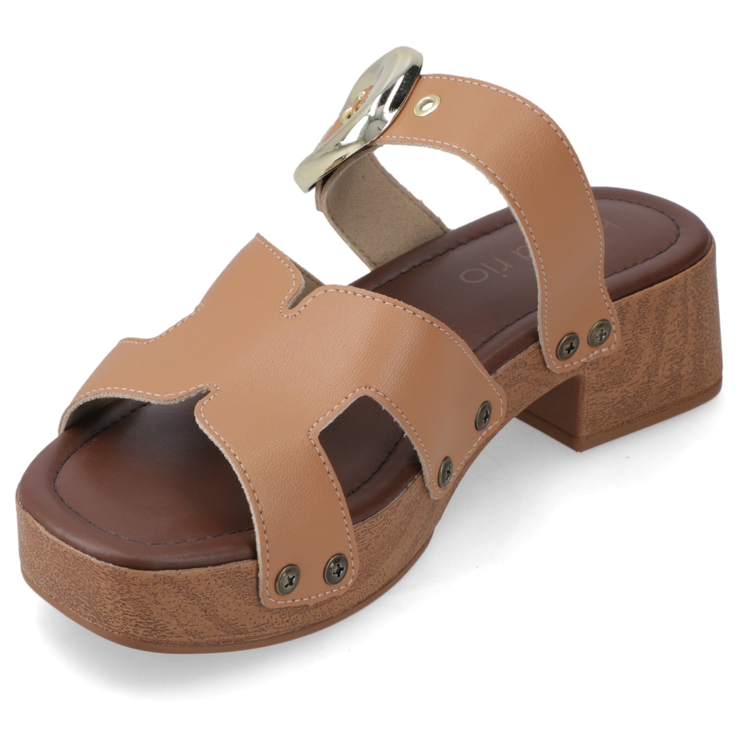 Sandalia Taco Ancho Bajo Camel Beira Rio