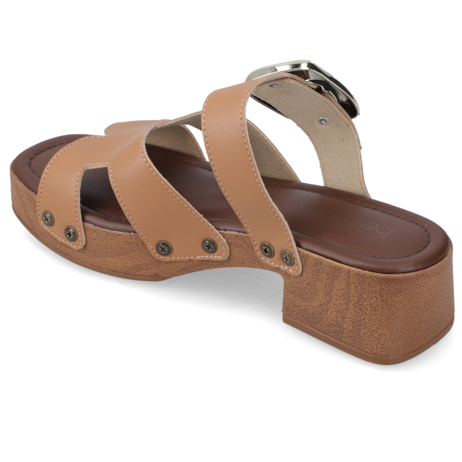 Sandalia Taco Ancho Bajo Camel Beira Rio