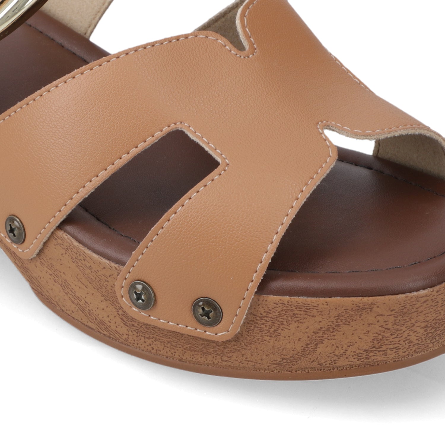 Sandalia Taco Ancho Bajo Camel Beira Rio