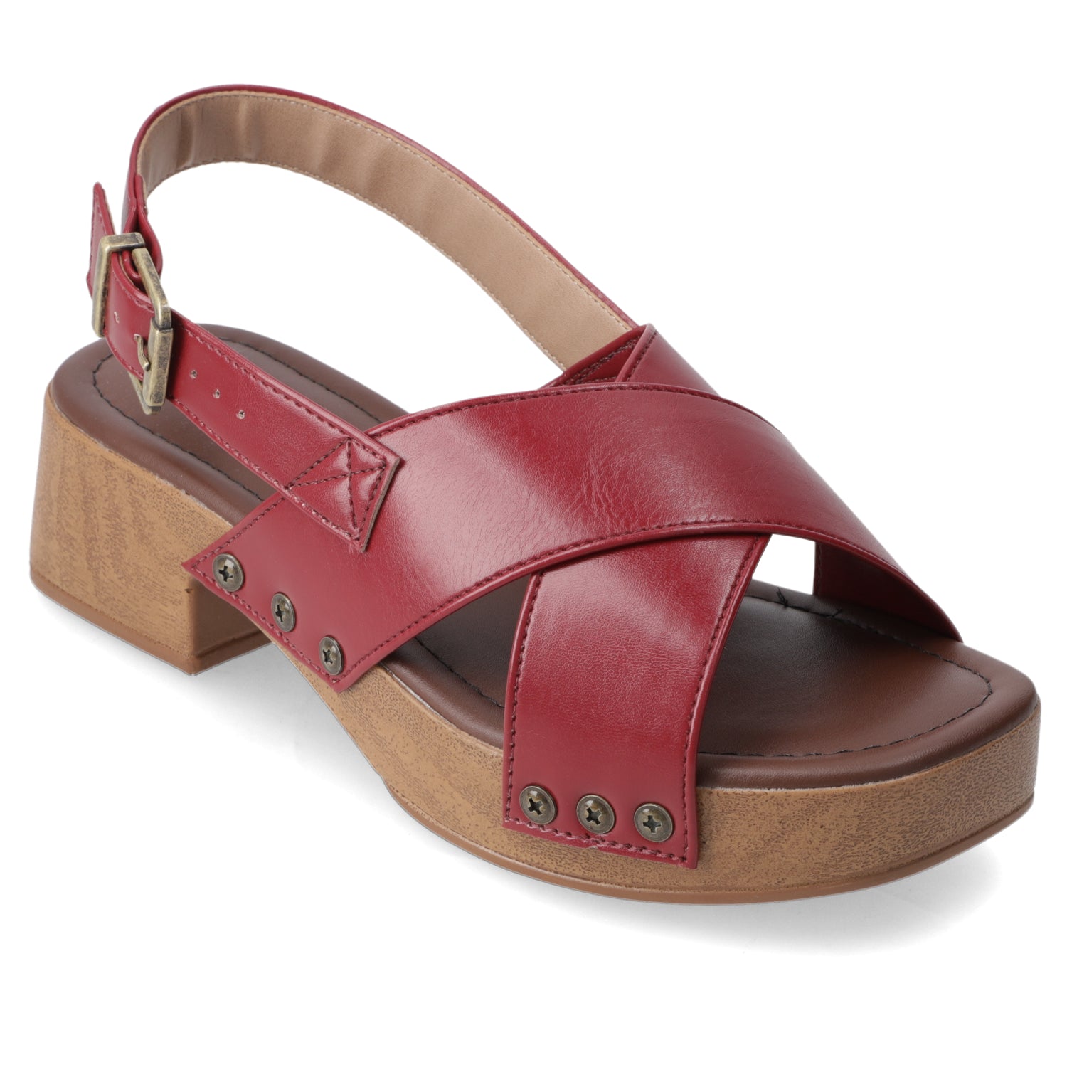 Sandalia Taco Ancho Bajo Cereza Beira Rio