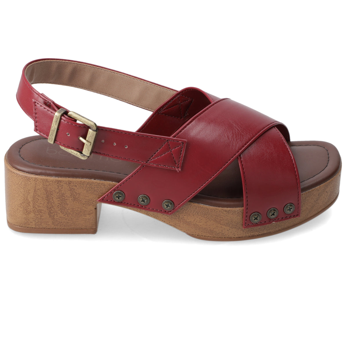 Sandalia Taco Ancho Bajo Cereza Beira Rio