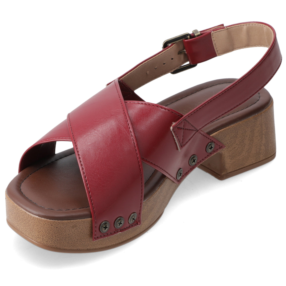 Sandalia Taco Ancho Bajo Cereza Beira Rio